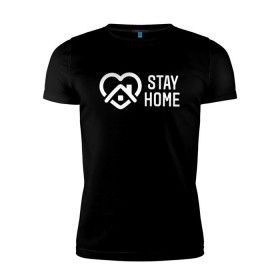 Мужская футболка премиум с принтом INSTAGRAM (STAY HOME). в Тюмени, 92% хлопок, 8% лайкра | приталенный силуэт, круглый вырез ворота, длина до линии бедра, короткий рукав | Тематика изображения на принте: instagram | stay home | дистанция | инстаграм | логотип | лучше дома | остаться дома | сиди дома
