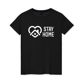 Женская футболка хлопок с принтом INSTAGRAM (STAY HOME). в Тюмени, 100% хлопок | прямой крой, круглый вырез горловины, длина до линии бедер, слегка спущенное плечо | instagram | stay home | дистанция | инстаграм | логотип | лучше дома | остаться дома | сиди дома