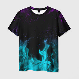 Мужская футболка 3D с принтом НЕОНОВЫЙ ОГОНЬ | NEON FIRE в Тюмени, 100% полиэфир | прямой крой, круглый вырез горловины, длина до линии бедер | bright | fire | flame | heat | light | neon | wildfire | искры | неон | огненный | огонь | пламя | пожар