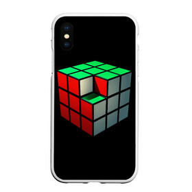 Чехол для iPhone XS Max матовый с принтом Кубик Рубика в Тюмени, Силикон | Область печати: задняя сторона чехла, без боковых панелей | 3d | головоломка | игры | кубик | мозг | недостающий | рубика | элемент