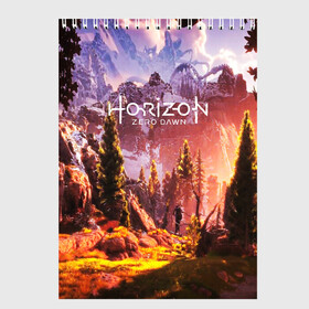 Скетчбук с принтом Horizon Zero Dawn в Тюмени, 100% бумага
 | 48 листов, плотность листов — 100 г/м2, плотность картонной обложки — 250 г/м2. Листы скреплены сверху удобной пружинной спиралью | aloy | antasy girl | art | artwork | digital art | fantasy | horizon | horizon: zero dawn | landscape | tallneck | warrior fantasy | weapon | zero dawn