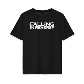 Женская футболка хлопок Oversize с принтом Falling in Reverse в Тюмени, 100% хлопок | свободный крой, круглый ворот, спущенный рукав, длина до линии бедер
 | falling in reverse | logo | rock | ronnie radke | лого | рок | ронни радке