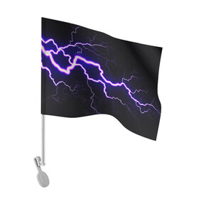 Флаг для автомобиля с принтом УДАР МОЛНИИ в Тюмени, 100% полиэстер | Размер: 30*21 см | storm | textures | zippy | искры | молния | текстуры | фон | шторм