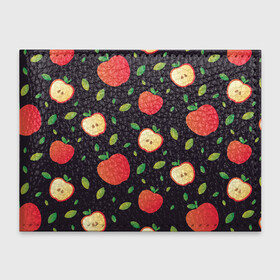 Обложка для студенческого билета с принтом Яблочный узор в Тюмени, натуральная кожа | Размер: 11*8 см; Печать на всей внешней стороне | Тематика изображения на принте: узор | узоры | фрукт | фрукты | яблоки | яблоко | ягода | ягоды