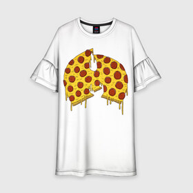 Детское платье 3D с принтом Pizza Clan в Тюмени, 100% полиэстер | прямой силуэт, чуть расширенный к низу. Круглая горловина, на рукавах — воланы | Тематика изображения на принте: ghostface | method man | pizza | rap | rza | wu tang | ву танг | еда | метод мен | пицца | рэп