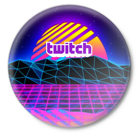 Значок с принтом Twitch  в Тюмени,  металл | круглая форма, металлическая застежка в виде булавки | game | gamer | logo | trend | twitch | twitties | игры | логотип | мода | надписи | стрим | твитч | тренд