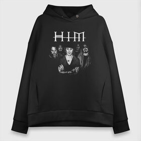 Женское худи Oversize хлопок с принтом HIM в Тюмени, френч-терри — 70% хлопок, 30% полиэстер. Мягкий теплый начес внутри —100% хлопок | боковые карманы, эластичные манжеты и нижняя кромка, капюшон на магнитной кнопке | him | the him | вилле вало | готик | группа | лав | метал | микко линдстрём | микко паананен | музыка | рок | финская | хим | юкка крёгер | янне пууртинен