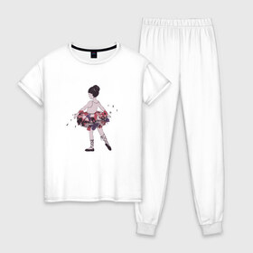Женская пижама хлопок с принтом балерина в Тюмени, 100% хлопок | брюки и футболка прямого кроя, без карманов, на брюках мягкая резинка на поясе и по низу штанин | балерина | высказывание | идея | манера | мемы | разные | рисунок | символ