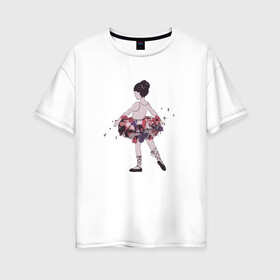 Женская футболка хлопок Oversize с принтом балерина в Тюмени, 100% хлопок | свободный крой, круглый ворот, спущенный рукав, длина до линии бедер
 | балерина | высказывание | идея | манера | мемы | разные | рисунок | символ