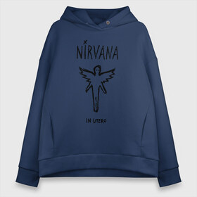 Женское худи Oversize хлопок с принтом Nirvana In utero в Тюмени, френч-терри — 70% хлопок, 30% полиэстер. Мягкий теплый начес внутри —100% хлопок | боковые карманы, эластичные манжеты и нижняя кромка, капюшон на магнитной кнопке | in utero | nirvana | nirvana in utero | smile | курт кобейн | нирвана | нирвана in utero