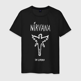 Мужская футболка хлопок с принтом Nirvana In utero в Тюмени, 100% хлопок | прямой крой, круглый вырез горловины, длина до линии бедер, слегка спущенное плечо. | in utero | nevermind | nirvana | nirvana in utero | smile | курт кобейн | нирвана | нирвана in utero
