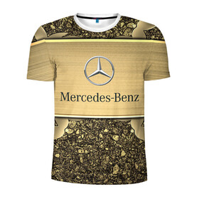 Мужская футболка 3D спортивная с принтом MERCEDES GOLD в Тюмени, 100% полиэстер с улучшенными характеристиками | приталенный силуэт, круглая горловина, широкие плечи, сужается к линии бедра | Тематика изображения на принте: 2020 | amg | auto | brabus | clk | cls | glk | mercedes | mercedes benz | slk | sport | авто | автомобиль | автомобильные | амг | брабус | бренд | глк | марка | машины | мерседес | слк | спорт | цлк | цлс