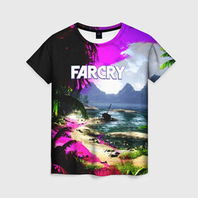 Женская футболка 3D с принтом FARCRY в Тюмени, 100% полиэфир ( синтетическое хлопкоподобное полотно) | прямой крой, круглый вырез горловины, длина до линии бедер | far cry | farcry | game | ubisof | выживание | джунгли | игры | остров | фар край