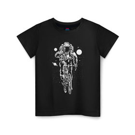 Детская футболка хлопок с принтом Космонавт на велосипеде в Тюмени, 100% хлопок | круглый вырез горловины, полуприлегающий силуэт, длина до линии бедер | Тематика изображения на принте: 12 апреля | mars one | nasa | space | астронавт | байк | велик | велосипед | гагарин | день космонавтики | звезды | земля | илон маск | космический | космонавт | космос | луна | марс ван | мкс | наса | насо | нло