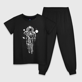Детская пижама хлопок с принтом Космонавт на велосипеде в Тюмени, 100% хлопок |  брюки и футболка прямого кроя, без карманов, на брюках мягкая резинка на поясе и по низу штанин
 | Тематика изображения на принте: 12 апреля | mars one | nasa | space | астронавт | байк | велик | велосипед | гагарин | день космонавтики | звезды | земля | илон маск | космический | космонавт | космос | луна | марс ван | мкс | наса | насо | нло