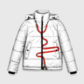 Зимняя куртка для мальчиков 3D с принтом Медицинский халат в Тюмени, ткань верха — 100% полиэстер; подклад — 100% полиэстер, утеплитель — 100% полиэстер | длина ниже бедра, удлиненная спинка, воротник стойка и отстегивающийся капюшон. Есть боковые карманы с листочкой на кнопках, утяжки по низу изделия и внутренний карман на молнии. 

Предусмотрены светоотражающий принт на спинке, радужный светоотражающий элемент на пуллере молнии и на резинке для утяжки | белые халаты | вирус | врач | детский врач | интерн | кардио | мед | медик | медсестра | подарок | сердце | символика | терапевт