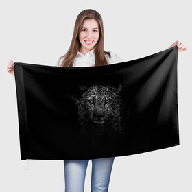 Флаг 3D с принтом Леопард в Тюмени, 100% полиэстер | плотность ткани — 95 г/м2, размер — 67 х 109 см. Принт наносится с одной стороны | животные | звери | картинки | кошки | крупные | леопард | прикольные | хищник