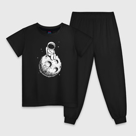Детская пижама хлопок с принтом Космонавт на луне в Тюмени, 100% хлопок |  брюки и футболка прямого кроя, без карманов, на брюках мягкая резинка на поясе и по низу штанин
 | 12 апреля | mars one | nasa | space | астронавт | гагарин | день космонавтики | звезды | илон маск | инопланетянин | корабль | королев | космический | космонавт | космос | леонов | марс ван | мкс | наса | насо | нло