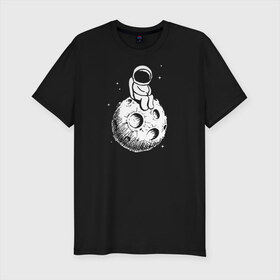 Мужская футболка хлопок Slim с принтом Космонавт на луне в Тюмени, 92% хлопок, 8% лайкра | приталенный силуэт, круглый вырез ворота, длина до линии бедра, короткий рукав | 12 апреля | mars one | nasa | space | астронавт | гагарин | день космонавтики | звезды | илон маск | инопланетянин | корабль | королев | космический | космонавт | космос | леонов | марс ван | мкс | наса | насо | нло