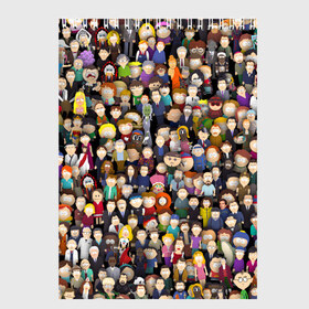 Скетчбук с принтом Персонажи South Park в Тюмени, 100% бумага
 | 48 листов, плотность листов — 100 г/м2, плотность картонной обложки — 250 г/м2. Листы скреплены сверху удобной пружинной спиралью | park | sout | мультик | парк | патрен | персонаж | саус | сериал | толпа | южный