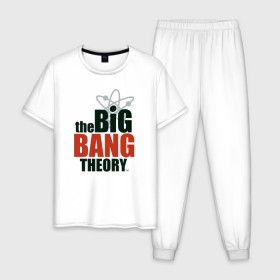 Мужская пижама хлопок с принтом Big Bang Theory logo в Тюмени, 100% хлопок | брюки и футболка прямого кроя, без карманов, на брюках мягкая резинка на поясе и по низу штанин
 | Тематика изображения на принте: big bang theory | howard wolowitz | leonard hofstadter | penny | raj | sheldon cooper | stuart bloom | vdgerir | воловитц | леонард хофстедер | пэнни | радж | раджешь кутрапалли | тбв | теория большого взрыва | чак лорри | шелдон | шэл
