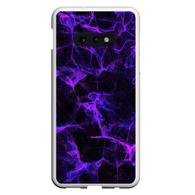 Чехол для Samsung S10E с принтом PURPLE DIGITAL SMOKE NEON в Тюмени, Силикон | Область печати: задняя сторона чехла, без боковых панелей | abstraction | geometry | hexagon | neon | paints | stripes | texture | triangle | абстракция | брызги | геометрия | краски | неон | неоновый | соты | текстура