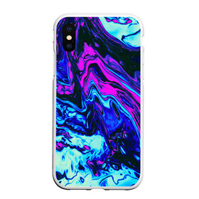 Чехол для iPhone XS Max матовый с принтом DIGITAL ABSTRACT в Тюмени, Силикон | Область печати: задняя сторона чехла, без боковых панелей | abstraction | geometry | hexagon | neon | paints | stripes | texture | triangle | абстракция | брызги | геометрия | краски | неон | неоновый | соты | текстура