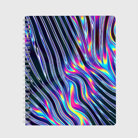 Тетрадь с принтом DIGITAL ABSTRACT в Тюмени, 100% бумага | 48 листов, плотность листов — 60 г/м2, плотность картонной обложки — 250 г/м2. Листы скреплены сбоку удобной пружинной спиралью. Уголки страниц и обложки скругленные. Цвет линий — светло-серый
 | abstraction | geometry | hexagon | neon | paints | stripes | texture | triangle | абстракция | брызги | геометрия | краски | неон | неоновый | соты | текстура
