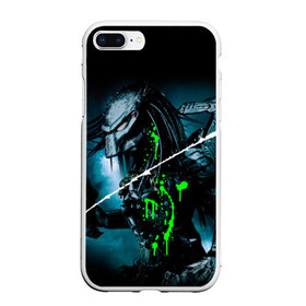 Чехол для iPhone 7Plus/8 Plus матовый с принтом PREDATOR в Тюмени, Силикон | Область печати: задняя сторона чехла, без боковых панелей | aliens | avp | black | cinema | predator | кино | фильм хищник | фильмы | хищник | чёрный | чужой