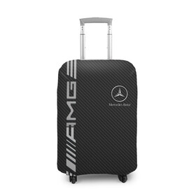 Чехол для чемодана 3D с принтом Mercedes Carbon в Тюмени, 86% полиэфир, 14% спандекс | двустороннее нанесение принта, прорези для ручек и колес | amg | carbon | mercedes | авто | автомобиль | иномарка | карбон | логотип | машина | мерседес | текстура