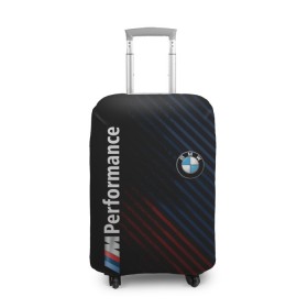 Чехол для чемодана 3D с принтом BMW PERFORMANCE в Тюмени, 86% полиэфир, 14% спандекс | двустороннее нанесение принта, прорези для ручек и колес | bmw | абстракция | авто | автомобиль | бмв | лого | логотип | машина | скорость