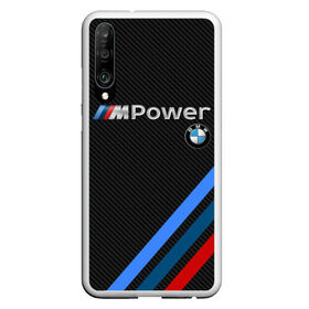 Чехол для Honor P30 с принтом BMW POWER CARBON в Тюмени, Силикон | Область печати: задняя сторона чехла, без боковых панелей | Тематика изображения на принте: bmw | carbon power | абстракция | авто | автомобиль | бмв | карбон | лого | логотип | машина | скорость