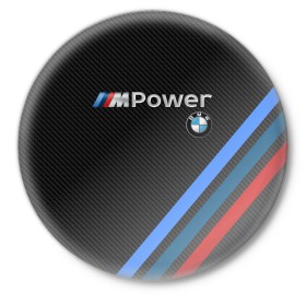 Значок с принтом BMW POWER CARBON в Тюмени,  металл | круглая форма, металлическая застежка в виде булавки | bmw | carbon power | абстракция | авто | автомобиль | бмв | карбон | лого | логотип | машина | скорость