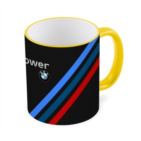 Кружка с принтом BMW POWER CARBON в Тюмени, керамика | ёмкость 330 мл | bmw | carbon power | абстракция | авто | автомобиль | бмв | карбон | лого | логотип | машина | скорость