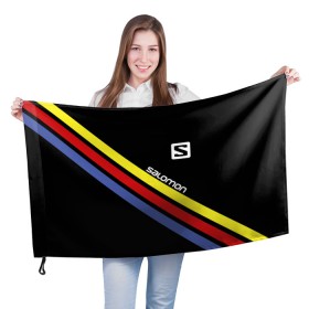 Флаг 3D с принтом Salomon в Тюмени, 100% полиэстер | плотность ткани — 95 г/м2, размер — 67 х 109 см. Принт наносится с одной стороны | salomon | активный отдых | альпинизм | биатлон | зима | лыжи | сноуборд | спорт