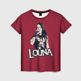 Женская футболка 3D с принтом Louna в Тюмени, 100% полиэфир ( синтетическое хлопкоподобное полотно) | прямой крой, круглый вырез горловины, длина до линии бедер | louna | лу геворкян | луна | лусине | музыка | рок | русский рок