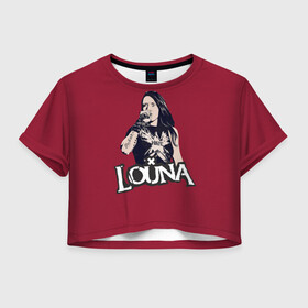 Женская футболка Crop-top 3D с принтом Louna в Тюмени, 100% полиэстер | круглая горловина, длина футболки до линии талии, рукава с отворотами | louna | лу геворкян | луна | лусине | музыка | рок | русский рок