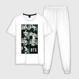 Мужская пижама хлопок с принтом BTS в Тюмени, 100% хлопок | брюки и футболка прямого кроя, без карманов, на брюках мягкая резинка на поясе и по низу штанин
 | bts | j hope | j pop | jimin | jin | jungkook | k pop | korea | music | nct | pop | pop idols | suga | v | айдолы | бтс | идолы | к поп | корейская музыка | корея | нст | поп | попса | чимин