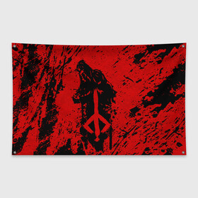 Флаг-баннер с принтом BLOODBORNE в Тюмени, 100% полиэстер | размер 67 х 109 см, плотность ткани — 95 г/м2; по краям флага есть четыре люверса для крепления | bloodborne | hunter | знак охотника | охотник | рожденный кровью