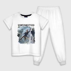 Детская пижама хлопок с принтом UNCHARTED в Тюмени, 100% хлопок |  брюки и футболка прямого кроя, без карманов, на брюках мягкая резинка на поясе и по низу штанин
 | play | uncharted | uncharted 4 | дрейк | игры | не отмеченный на карте | неведомый | неизведанный | неизвестный | нейт | нейтан
