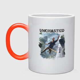 Кружка хамелеон с принтом UNCHARTED в Тюмени, керамика | меняет цвет при нагревании, емкость 330 мл | Тематика изображения на принте: play | uncharted | uncharted 4 | дрейк | игры | не отмеченный на карте | неведомый | неизведанный | неизвестный | нейт | нейтан