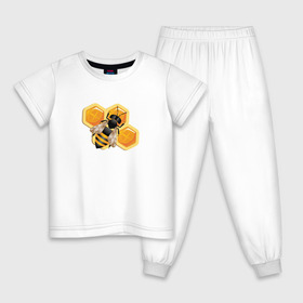 Детская пижама хлопок с принтом Пчела на соте в Тюмени, 100% хлопок |  брюки и футболка прямого кроя, без карманов, на брюках мягкая резинка на поясе и по низу штанин
 | животные | жужу | мед | насекомое | насекомые | пчела | пчеловод | пчелы | сота | соты