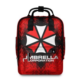 Женский рюкзак 3D с принтом Umbrella Corporation в Тюмени, 100% полиэстер | лямки с регулируемой длиной, сверху ручки, чтобы рюкзак нести как сумку. Основное отделение закрывается на молнию, как и внешний карман. Внутри два дополнительных кармана, один из которых закрывается на молнию. По бокам два дополнительных кармашка, куда поместится маленькая бутылочка
 | game | resident evil 3 | umbrella corporation | амбрелла | амбрелла корпорейшн | военная и фармацевтическая корпорация | игра | игры | умбрелла