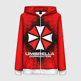 Женская толстовка 3D на молнии с принтом Umbrella Corporation в Тюмени, 100% полиэстер | длина до линии бедра, манжеты и пояс оформлены мягкой тканевой резинкой, двухслойный капюшон со шнурком для регулировки, спереди молния, по бокам два кармана | game | resident evil 3 | umbrella corporation | амбрелла | амбрелла корпорейшн | военная и фармацевтическая корпорация | игра | игры | умбрелла