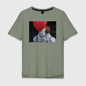 Мужская футболка хлопок Oversize с принтом Pennywise with a Red Ball в Тюмени, 100% хлопок | свободный крой, круглый ворот, “спинка” длиннее передней части | it | pennywise | vdosadir | андрес мускетти | оно | пеннивайз