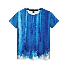 Женская футболка 3D с принтом Будь в потоке в Тюмени, 100% полиэфир ( синтетическое хлопкоподобное полотно) | прямой крой, круглый вырез горловины, длина до линии бедер | water | waterfall | абстракция | акварель | вода | водопад | голубая абстракция | дождь | краска | потеки краски | поток | потоки воды | потоки краски | текстура
