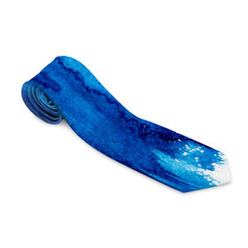 Галстук 3D с принтом Будь в потоке в Тюмени, 100% полиэстер | Длина 148 см; Плотность 150-180 г/м2 | water | waterfall | абстракция | акварель | вода | водопад | голубая абстракция | дождь | краска | потеки краски | поток | потоки воды | потоки краски | текстура