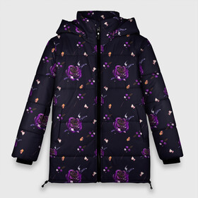 Женская зимняя куртка 3D с принтом фиолетовые розы на темном фоне в Тюмени, верх — 100% полиэстер; подкладка — 100% полиэстер; утеплитель — 100% полиэстер | длина ниже бедра, силуэт Оверсайз. Есть воротник-стойка, отстегивающийся капюшон и ветрозащитная планка. 

Боковые карманы с листочкой на кнопках и внутренний карман на молнии | ботаника | ежевичный | лиловый | патерн | пурпурный | розы | сиреневый | стильный | темный | тренды | узор | фиолетовый | цветочки | цветы | чернильный | черничный