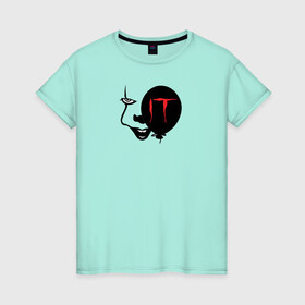 Женская футболка хлопок с принтом IT в Тюмени, 100% хлопок | прямой крой, круглый вырез горловины, длина до линии бедер, слегка спущенное плечо | it | pennywise | vdosadir | андрес мускетти | оно | пеннивайз