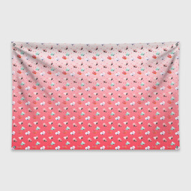 Флаг-баннер с принтом пижамный цветочек в Тюмени, 100% полиэстер | размер 67 х 109 см, плотность ткани — 95 г/м2; по краям флага есть четыре люверса для крепления | белый | гармония | горох | горошек | женский | женственный | запечатка | красный | маки | милый | пастельный | пижама | пижамный | покой | спокойный | точечки | узор | уютный | цветочек
